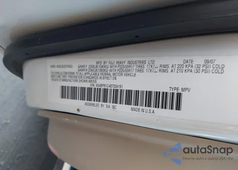 2008 Subaru Outback 2.5I/2.5I L.l. Bean Edition z USA, uszkodzony, nr VIN 4S4BP61C487334191